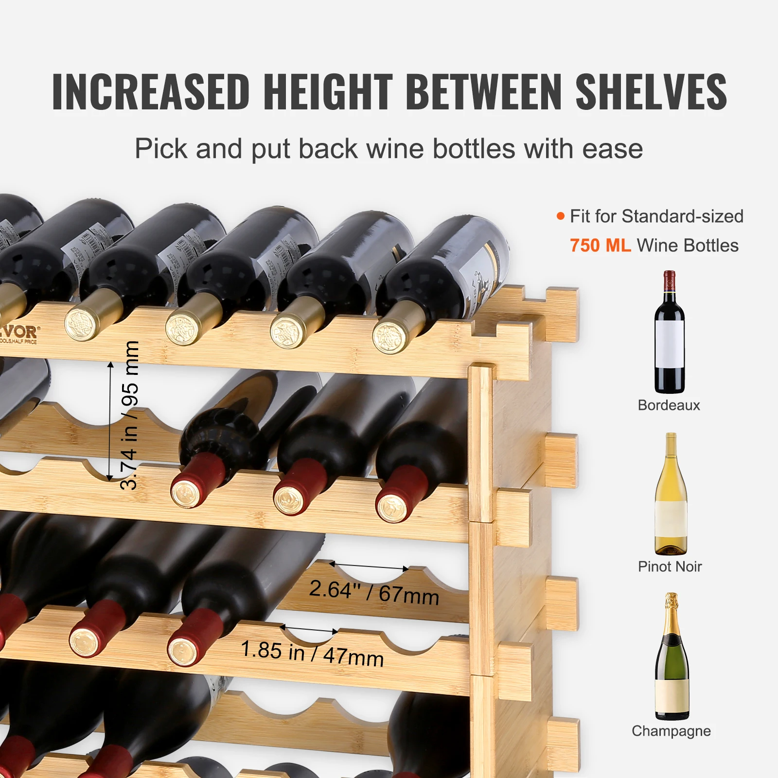 Wood Wine Rack Sogesfurniture Floor Wine Racks,Stackable Modular