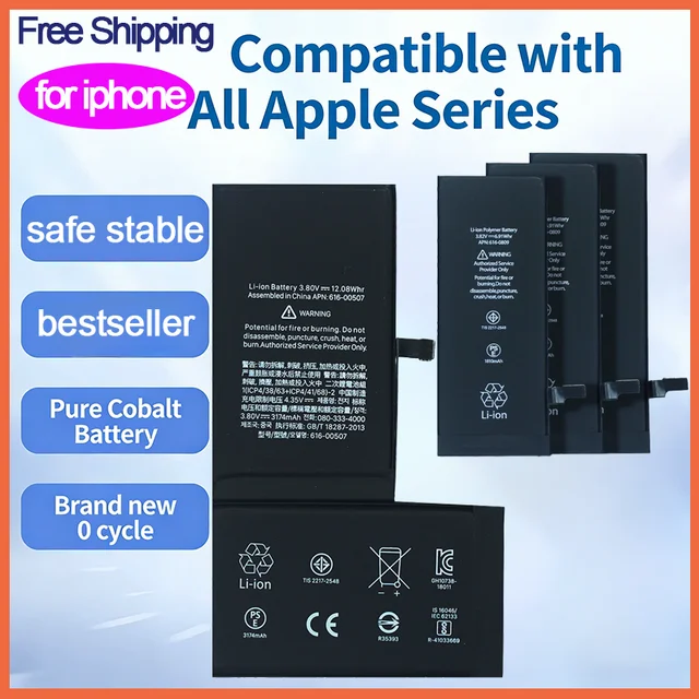 2026 phone Battery For Apple 5 6 S 7 8plus X Xr Xs Max 11 12 Pro 13 14 15 plus 15PRO Replacement Bateria For iphone 7 batteries