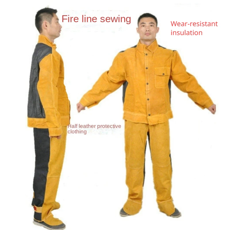 SplitTypeCowhideWeldingWorkSuitWearresistantThermalInsulation