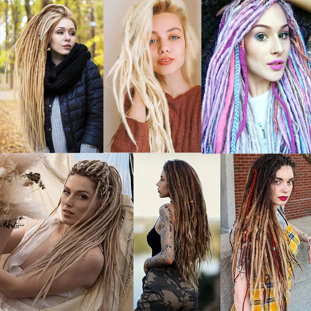 Dreadlock Extensions Handmade Crochet Hair Synthetic 24 36 Inches