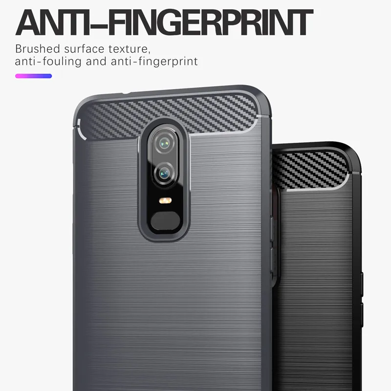 Фото Противоударный чехол из углеродного волокна для Oneplus 6 1 + 6, силиконовый чехол для Oneplus6, бампер, полноразмерная защитная задняя крышка, оболочка, чехлы №3