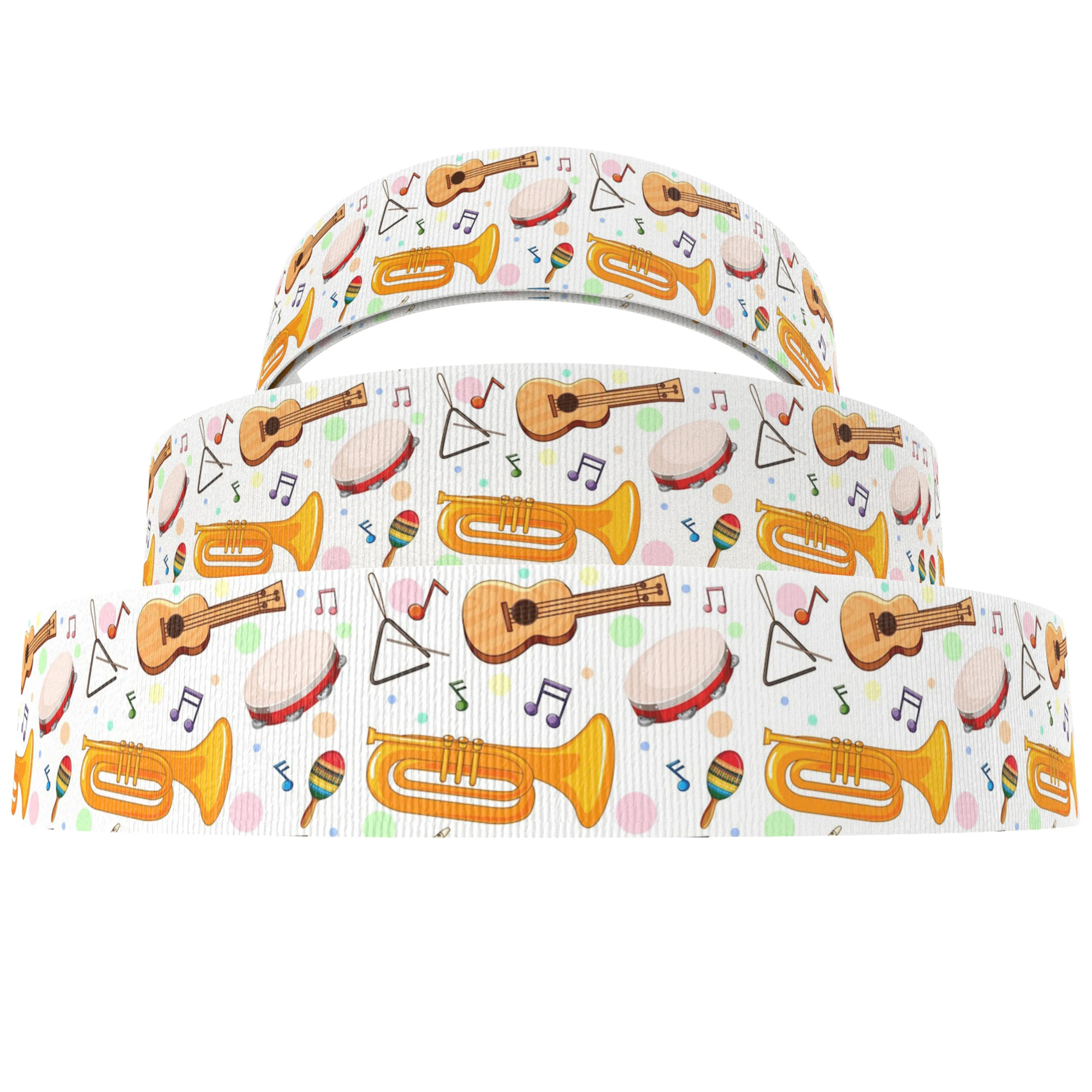 5 Yards Multi Size Music Guitars Violin Printed Grosgrain Ribbon For Gift Wrapping DIY Bowknot Party Crafts,5Yc35262