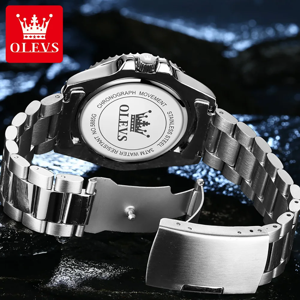 OLEVS Top Original Quartz Watch for Men Diving Series Stainles Steel Waterproof Man Watch Fashion Luxury Brand Men's Wristwatch 6