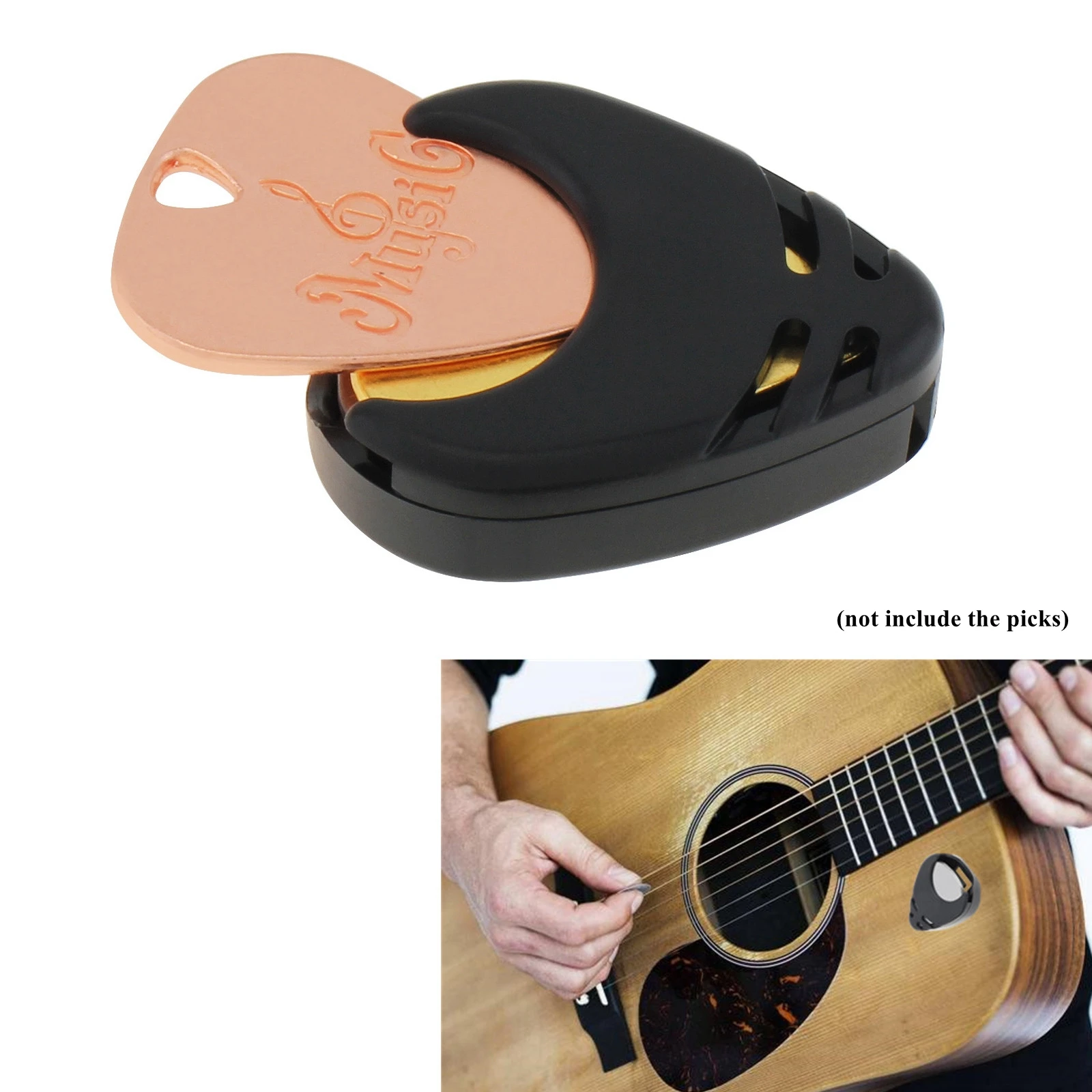10pcs Black Plastic Stick on Guitar Pick Holder for Acoustic Guitar Bass Ukulele Adhesive Picks Placement Plectrum Storage Case