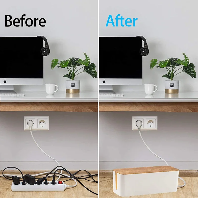 Wooden Cable and Charger Organizer Cable Management for Power
