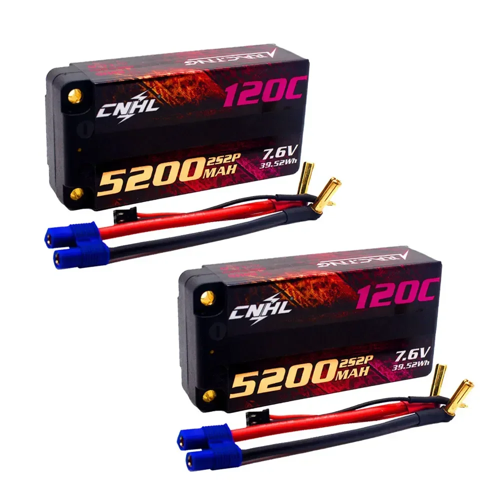 Lot de 2 batteries LiPo CNHL 2S 5200mAh 120C HV Shorty Hard Case EC3 pour RC