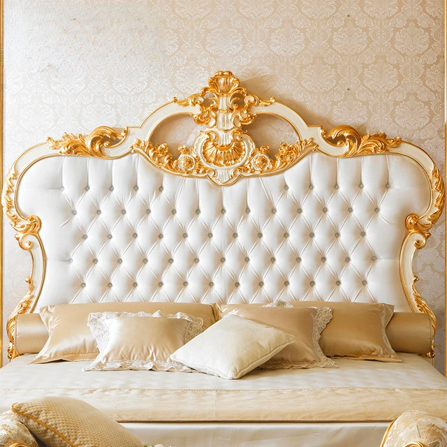 Lit rond peint sculpté français en bois massif, lit double européen, lit de  princesse italien - AliExpress