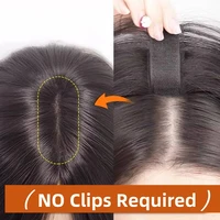 No Clip Toppers frange de cheveux humains amélioré pâte magique Toppers de cheveux frange pour les femmes couverture de cheveux moelleux patchs de coutures de cheveux étamés 3