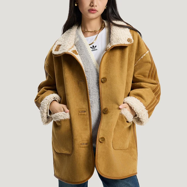 Veste en fausse peau de mouton double face pour femme Adidas Originals Trefoil KT3145 1