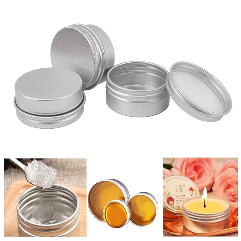 10Pcs/lots 5g-60g Metal Round Cosmetic Tins Aluminum Empty Candles Cans  Storage Jars with Screw Lids For Lip Balm Salve Spices - AliExpress