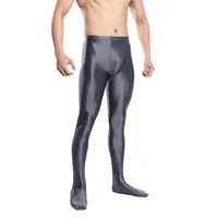 Sexy Men Oil Glossy Shiny Tights Pencil Pants Sheer See Through Unisex Elastic Yoga Leggings Stain Smooth Full Pants Candy Color 1
