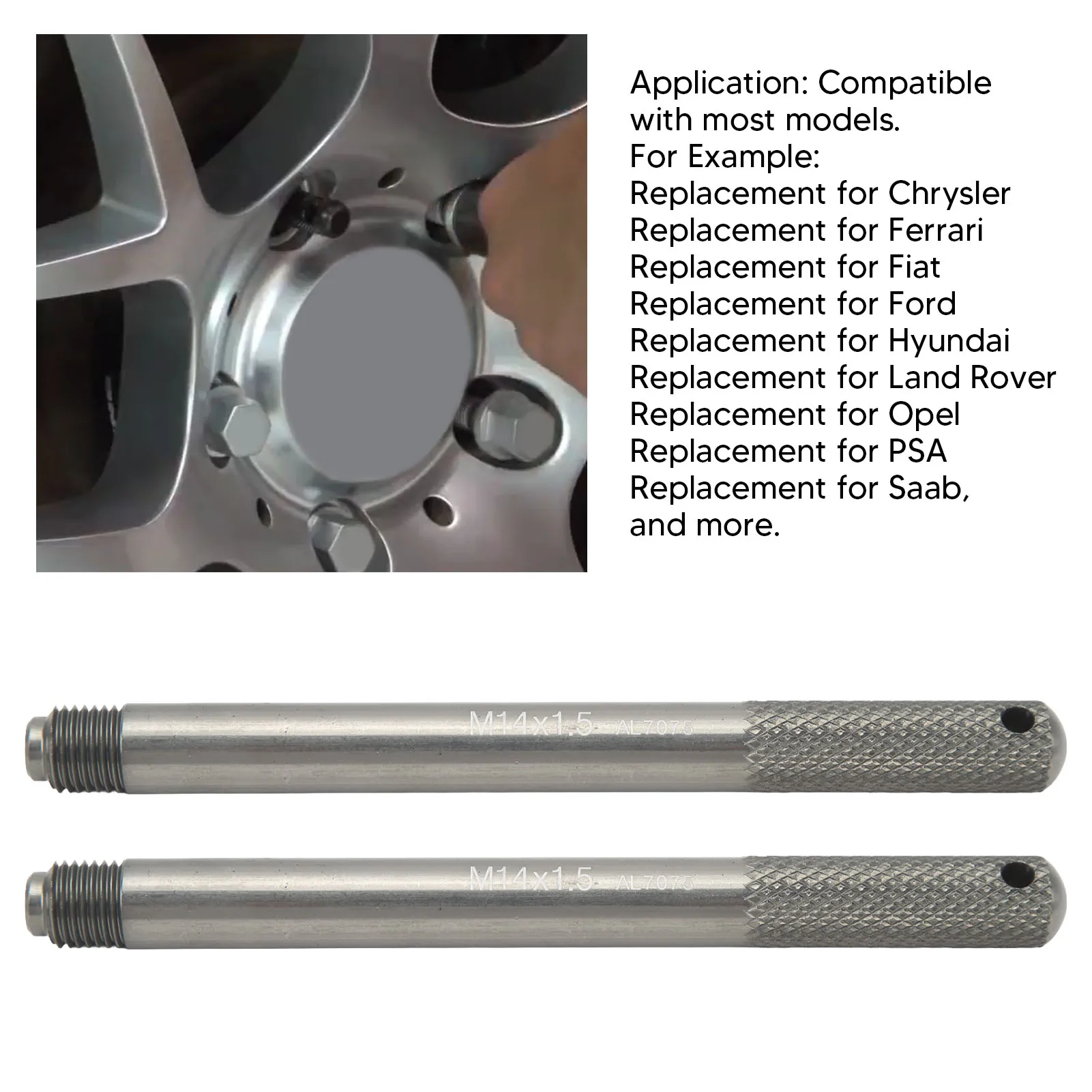 2pcs Wheel Alignment Pin Wheel Hanger Pin Set Rim Stud Guide Tool For Car Tire Repair M14*1.25 M14*1.5