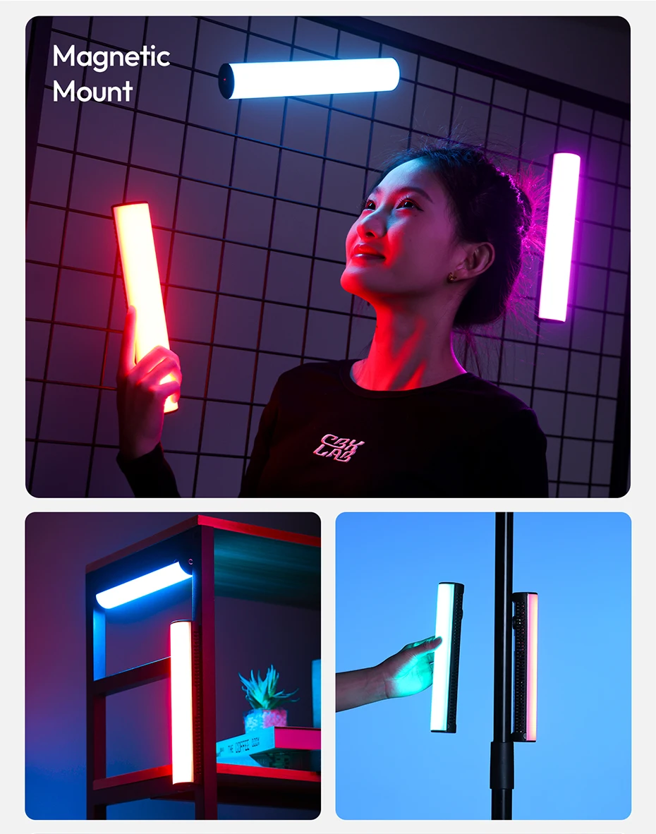 B15RGB 15W Magnetic Tube Light Handheld Led Stick Light 1800-9000K CCT 3300mAh f