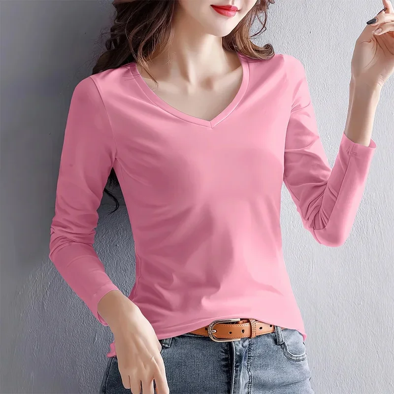 Pink V-neck long sleeve