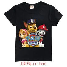 Paw Patrol Boys Clothes Tops Summer Cotton Kids Short Sleeve Tees Costume Cartoon Children Girls Fashion T Shirts 1-8 Years Old