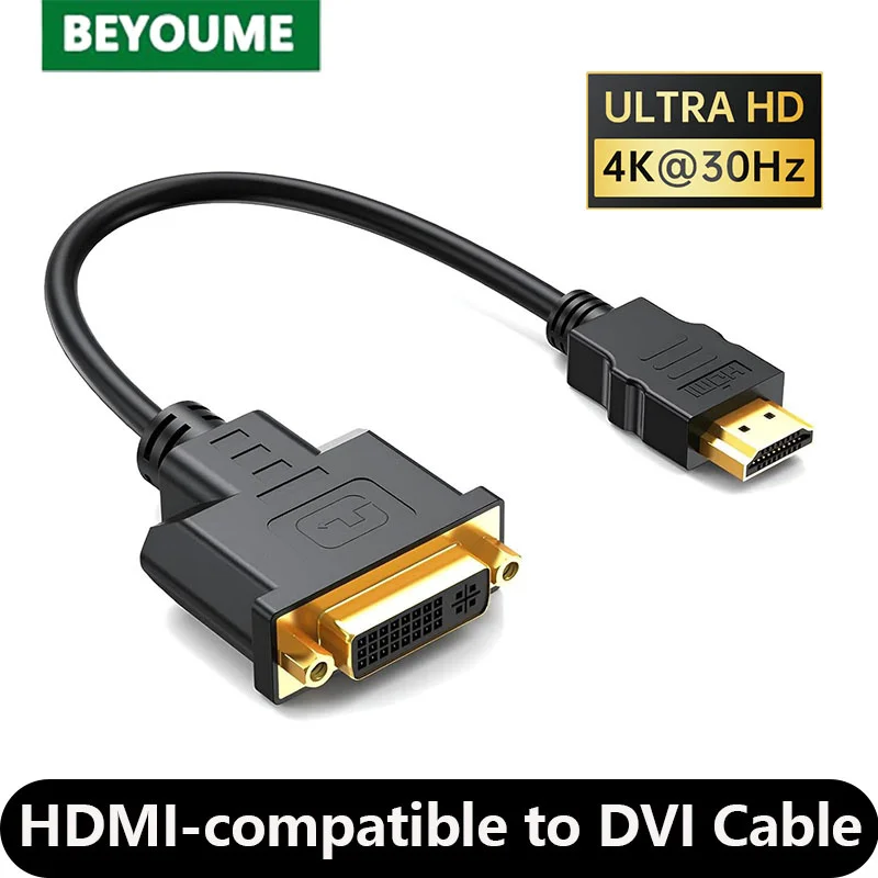 HDMI to dvi cable 4K HDMI-compatible to DVI 24 + 1 24 + 5 Adapter Cable Bi-Directional DVI to HD for Xbox PS4/3 Computer Monitor Projector