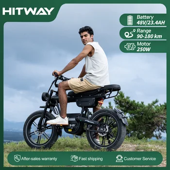 Bici elettrica HITWAY BK30 Fat Tire 20" x 4,0", bicicletta a pedale per adulti, batteria 48 V 23,4 Ah, 25 km/h, 7 velocità, 90-180 km