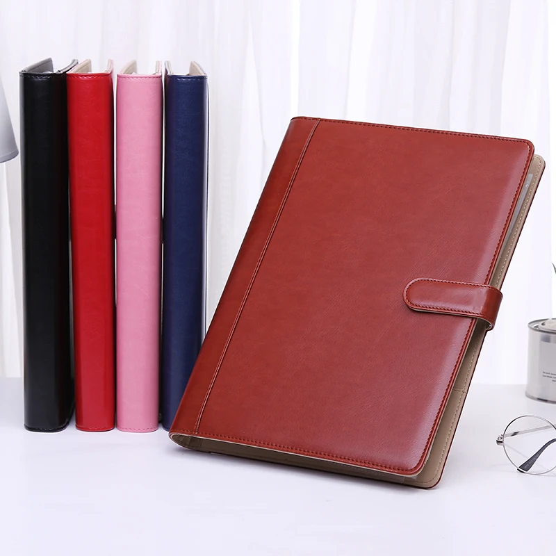 A4 PU Leather Portfolio File Folder Holder Conference Sign Folder with Calculator Mobile Stand Rack document bag leather folder office padfolio