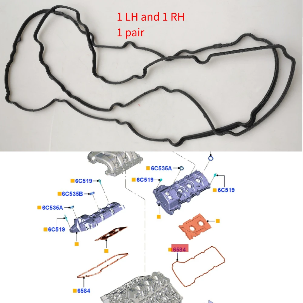1pair for Ford F-150 MUSTANG EXPLORER 3.5 3.7 Valve Cover Gasket BR3Z-6584-B BR3Z-6584-C BR3E6K260CA BR3E6K260DA 5125886