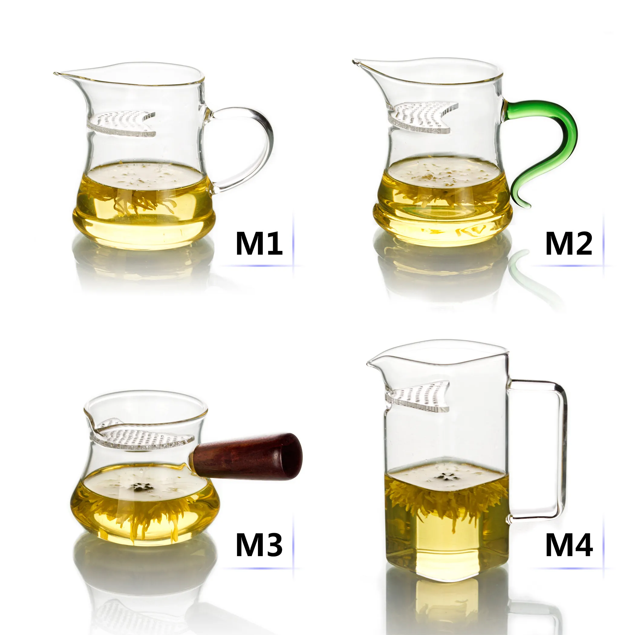 

Kinds Heat-resistant Clear Glass Tea Pitcher Built-in Filter with Handle Handmade Fair Mug Cha Hai Teacup