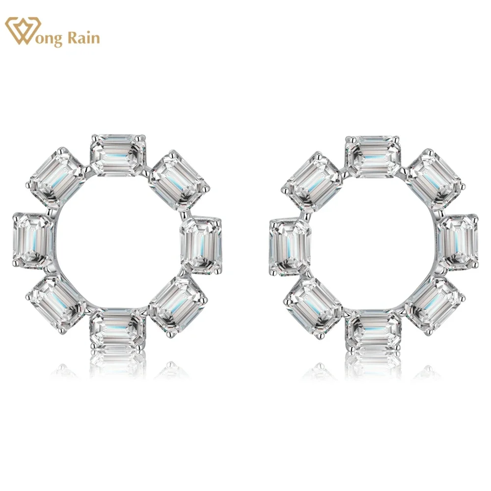 

Wong Rain 100% 925 Sterling Silver Emerald Cut 6*8 MM Lab Sapphire Gemstone Fashion Sparkling Ear Studs Earrings Fine Jewelry