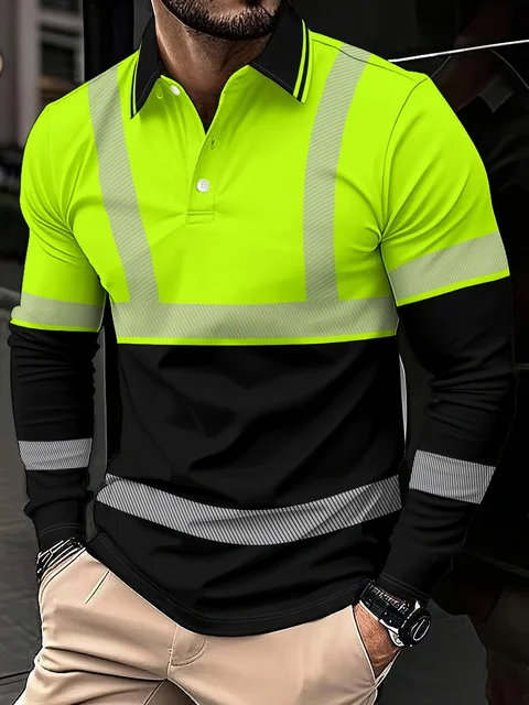 Polo à manches longues pour hommes, coupe cintrée en Polyester, hauts décontractés pour le lieu de travail, Performance à séchage rapide, printemps-automne, 2025 1