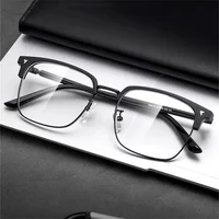 Lunettes anti-lumière bleue semi-cerclées pour hommes et femmes, lunettes transparentes pour ordinateur, filtre à rayons carrés classiques, monture de lunettes interdite 1