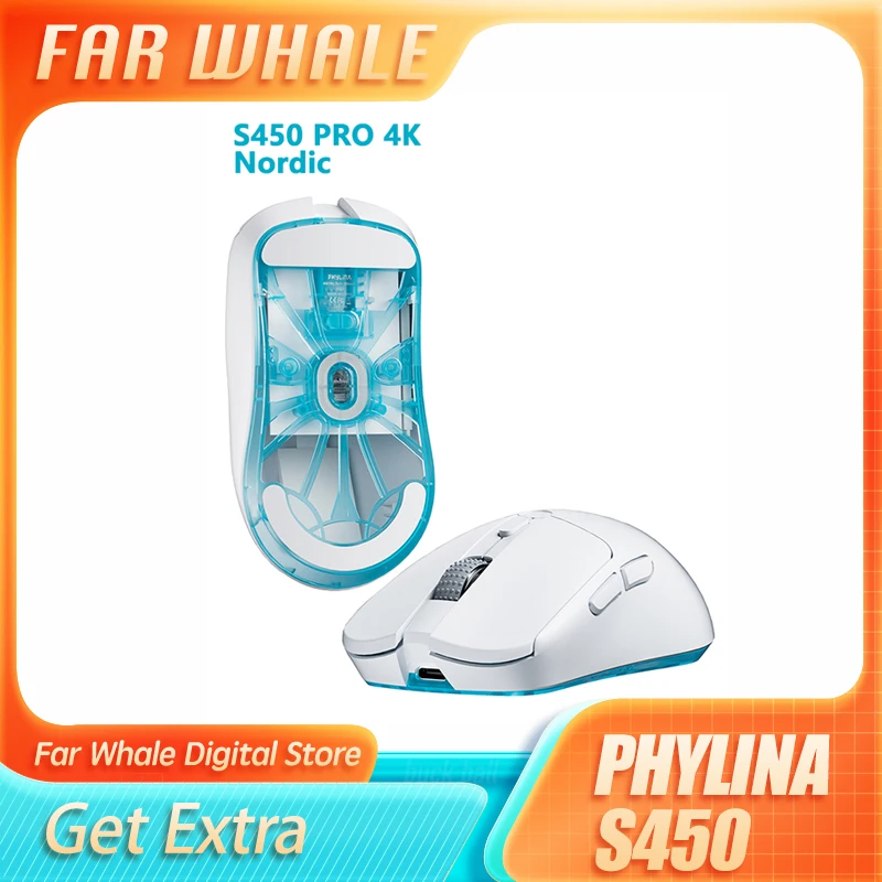 

Phylina S450 Wireless Gaming Mouse Ultra Lightweight 56g Programmable Paw3395 26000dpi 2.4g Usb-c Wired Rechargeable 6 Buttons