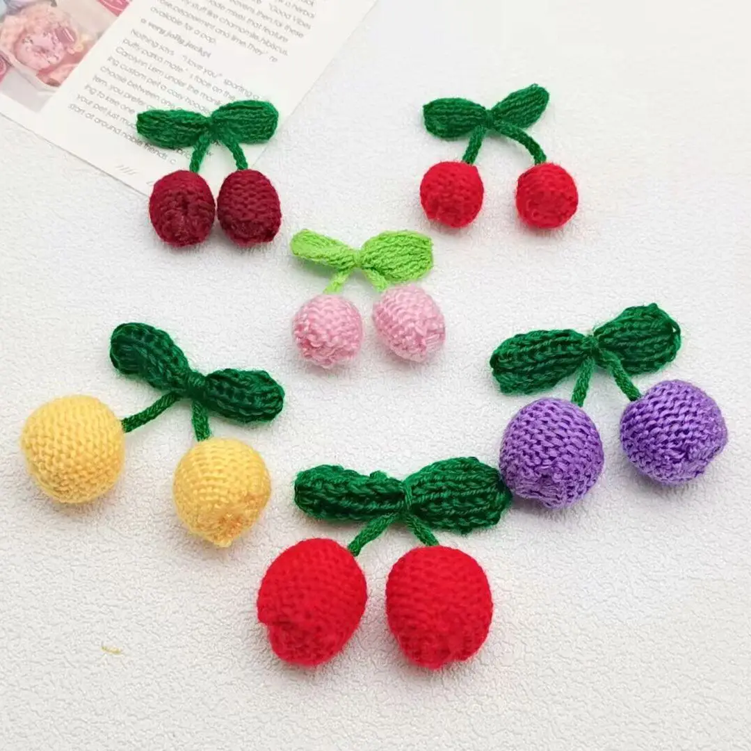 Wool Crochet Accessories 10Pcs Handmade Cherry