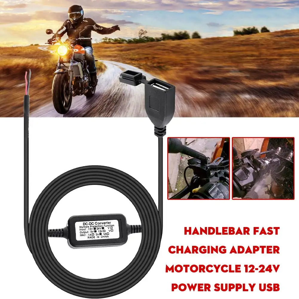 

Handlebar Fast Charging Adapter Motorcycle 12-24V Power Supply Charge Fast Waterproof Socket Qc3.0 Cover USB I2A5