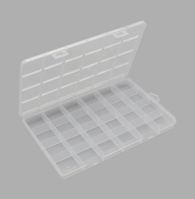 24 Compartments Plastic Box Case Jewelry Bead Storage Container