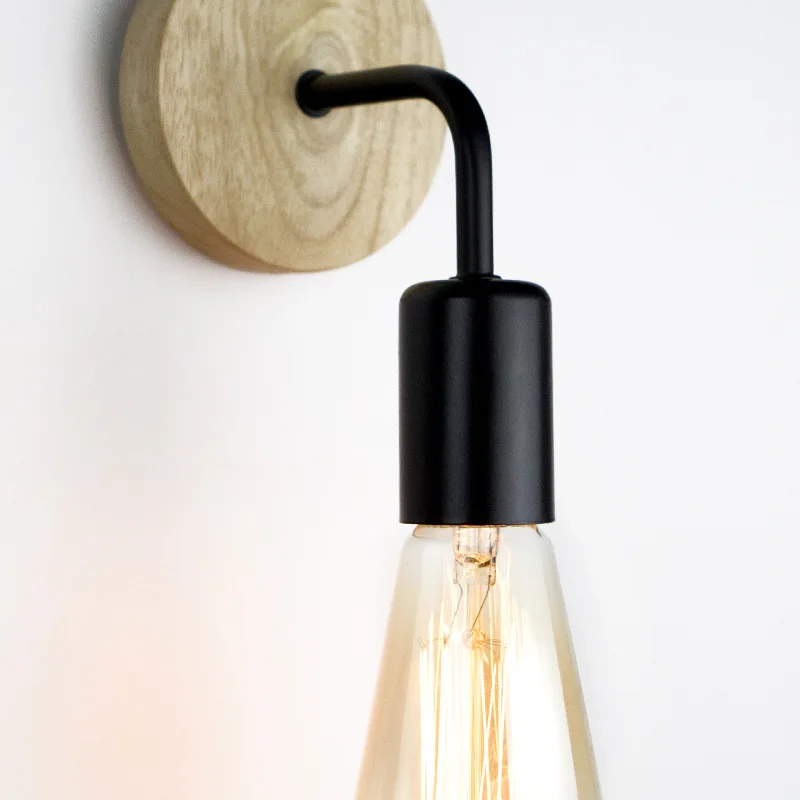 Vintage Hemp Rope Wall Light Indoor Lighting Decor Wood Lighting Fixture for Bedside Dining Room Bedroom