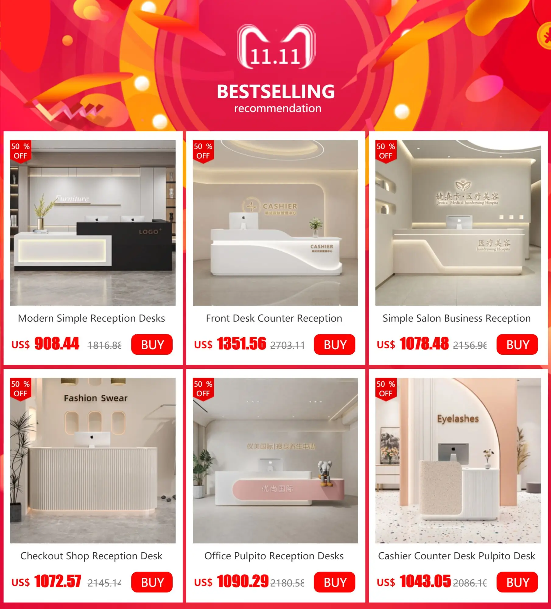 Description Picture 2 of itemCheckout Shop Reception Desk Office Standing Cashier Table Cash Business Counter Store Light Luxury Schreibtisch Furniture