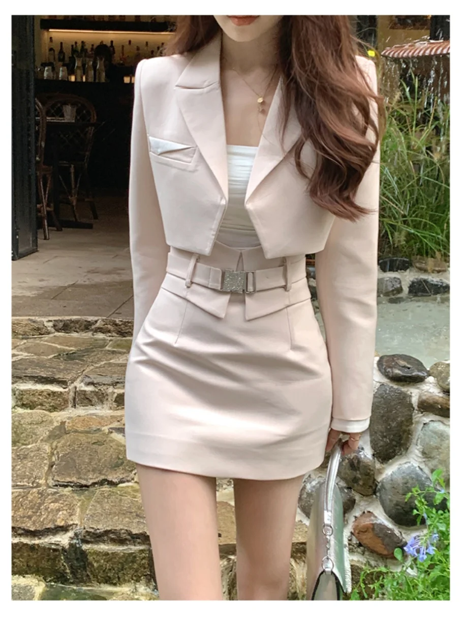 

Light Mature Women's Suit Hot Girl Jacket Spring and Autumn High-end Sense College Style Suit Blazer A-line Skirt Two-piece Set