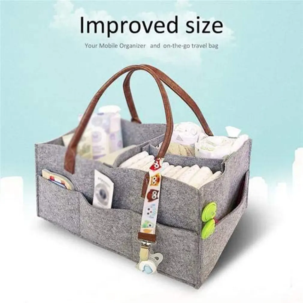 

Women Multi-function Handbag Baby Diaper Organizer Foldable Felt Storage Case Bag Lady Portable Changeable Compartments for Mom