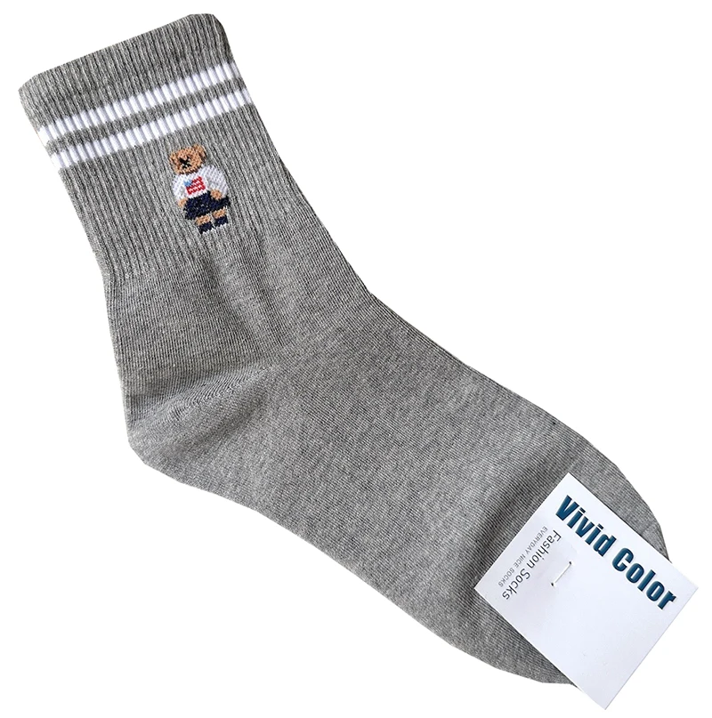 Elegant Lady Bear Cartoon Women's Cute Cotton Socks - Harajuku Style Novelty Breathable Christmas Gift