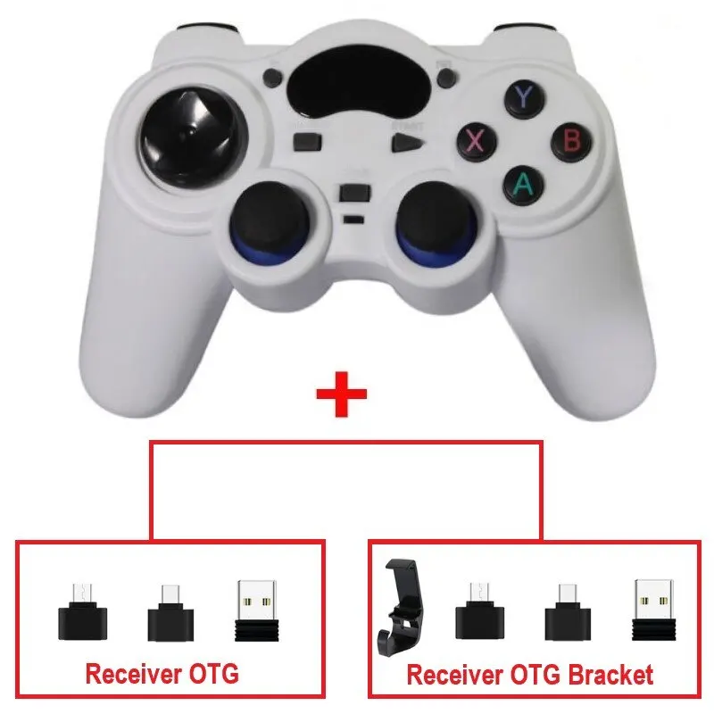 2.4g בקר gamepad joסטיק אלחוטי עם ממיר otg עבור טלפון אנדרואיד p3 מחשב לוח טלוויזיה חכם PC