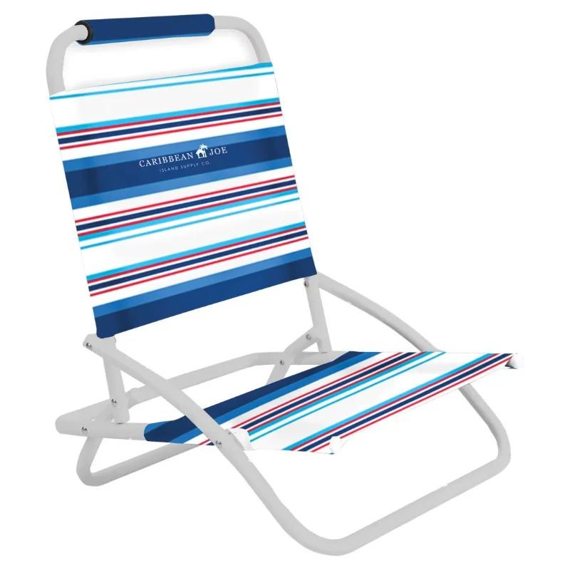 

Caribbean Joe One Position Folding Beach Chair, Blue/Red Stripe