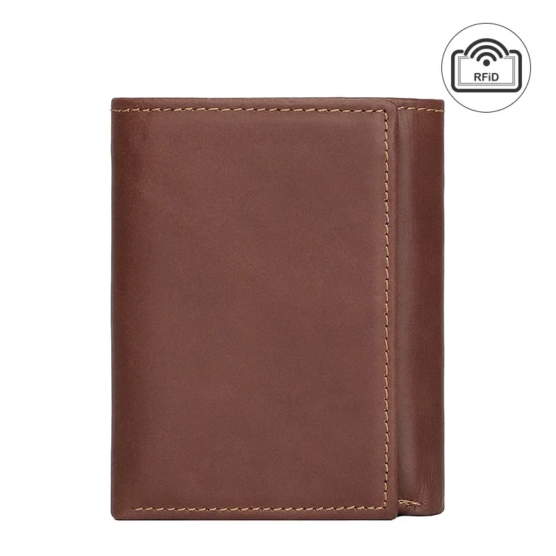 Vintage Leather Wallet for Men with RFID Blocking and Multiple Card Slots Short Fold Wallet with Coin Pocket