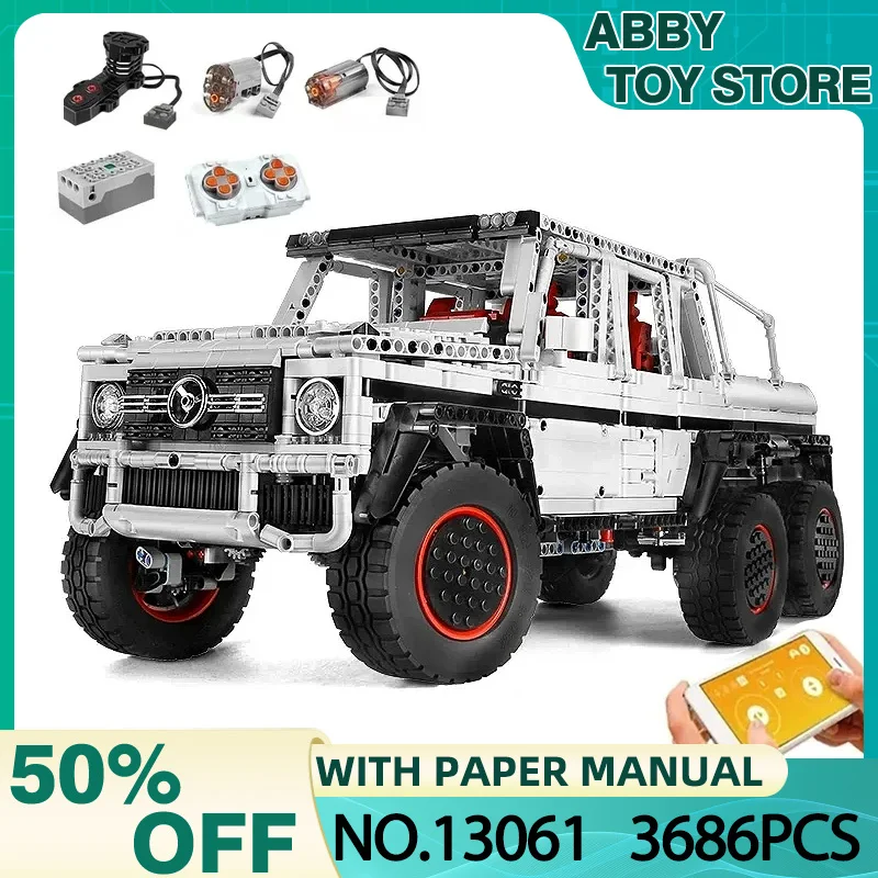 

MOULD KING 13061 MOC Technical Pickup Car Building Blocks APP RC Motorized 6x6 Off-road Truck Model Bricks Kids Christmas Gift