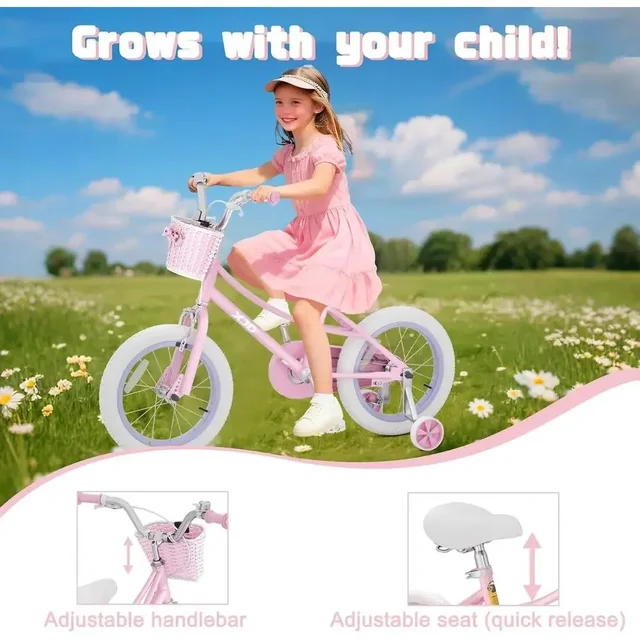 Retro-Style 12-20 Inch Kids Bike with Training Wheels and Kickstand for Girls