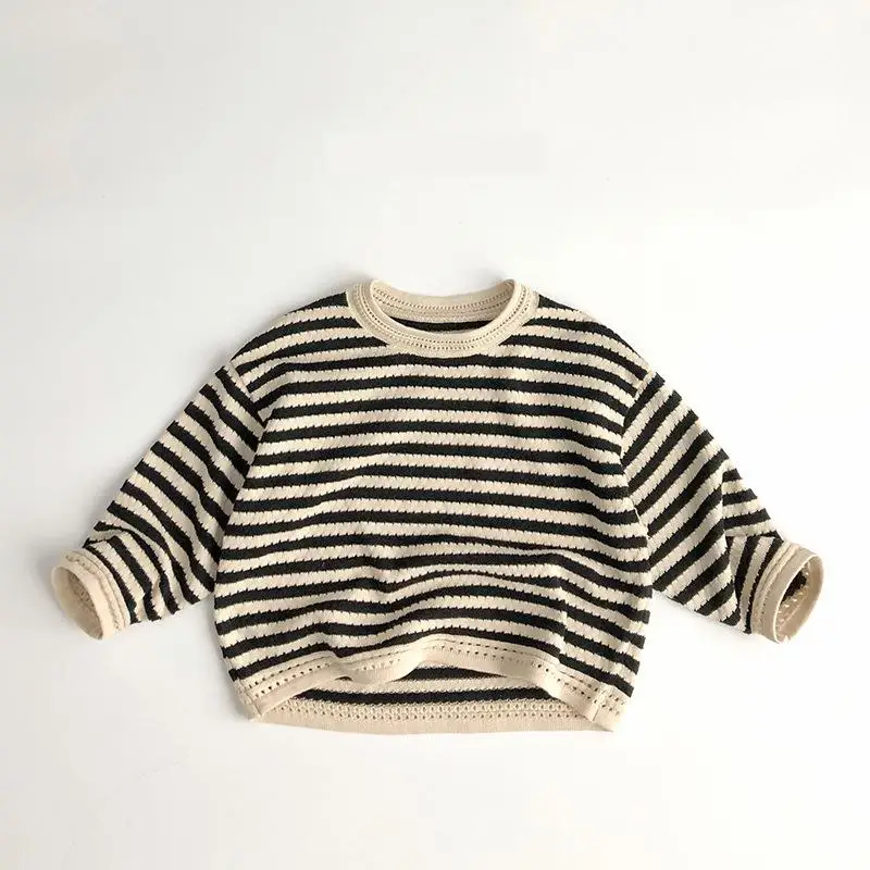 

Autumn New Children Long Sleeve Sweater Baby Boys Knitted Bottoming Shirts Fashion Girls Striped Casual Pullover Kids Clothes