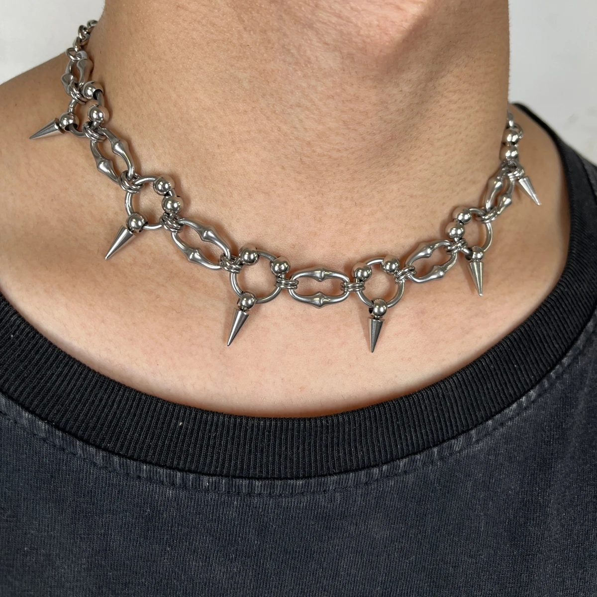 Punk Gothic Nieten-Halskette Vintage Choker Hip-Hop-Halskette für Party Geburtstag Männer Frauen Schmuck Geschenke