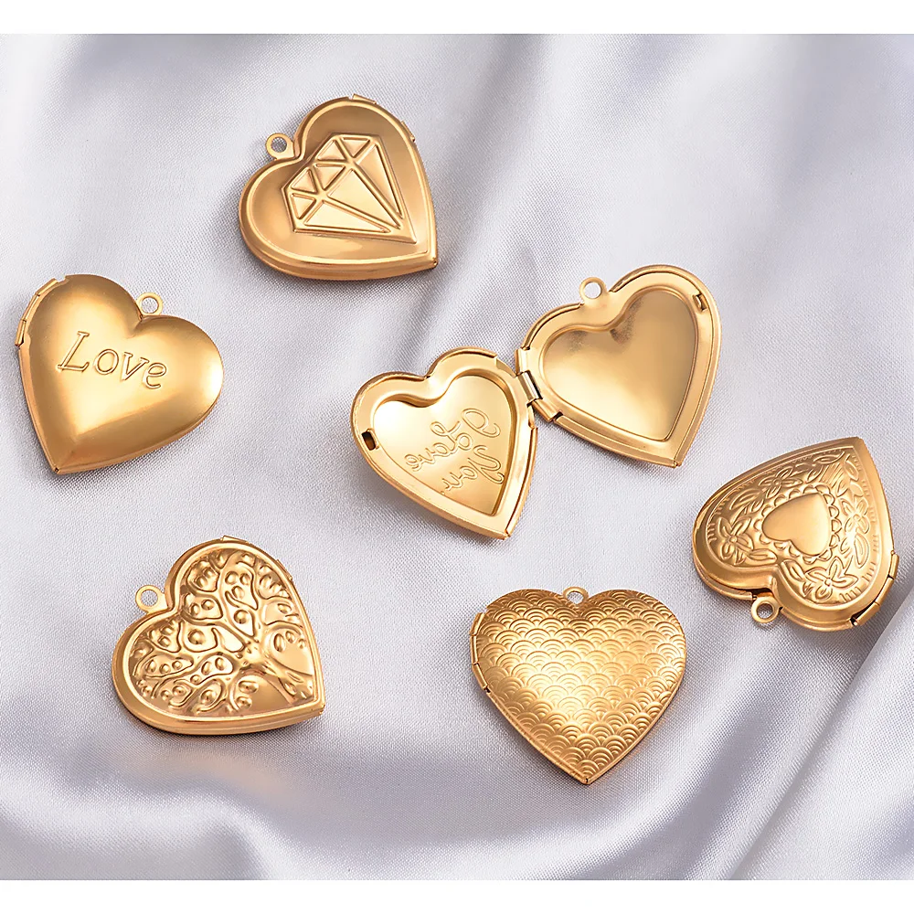 Stainless Steel  Mirror Polished Charms Openable Love Heart Photo Frame Locket Pendants Put Photos Memorial Jewelry Making Gift 3