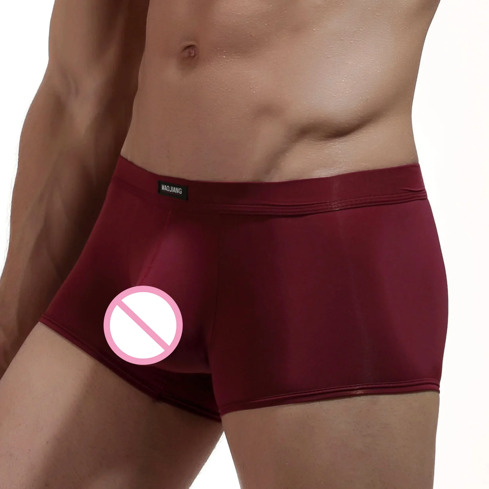 

Men Boxer Underwear Ice Silk Smooth Briefs Low Waist Big Pouch U Convex Trunks Thin Solid Underpants Casual Swim Shorts Panties