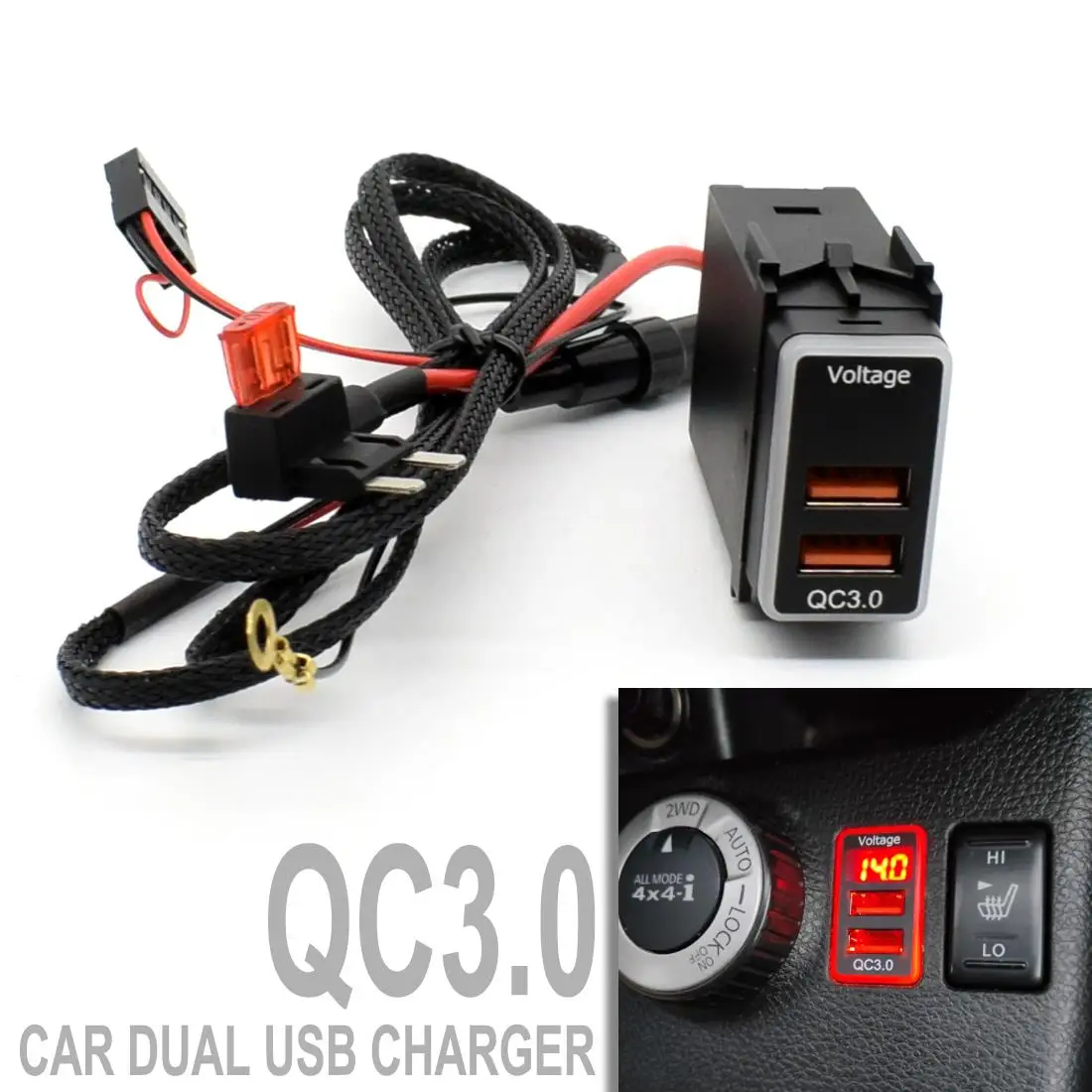QC 3.0 Quick Charging Car Dual USB Phone Fast Charger Adapter 12V Cable for Nissan Power Adapter LED Digital Display Accessories phone charger power supply adapter