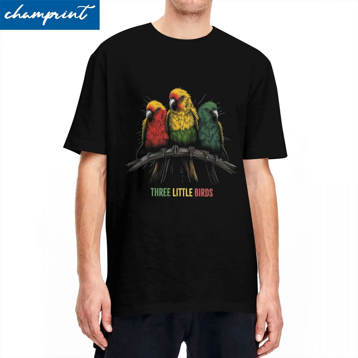 Kawaii Three Little Birds Reggae T Shirt Uomo 100% Cotone Manica Corta Bob Marley Ajax Girocollo Estate Top Camicie