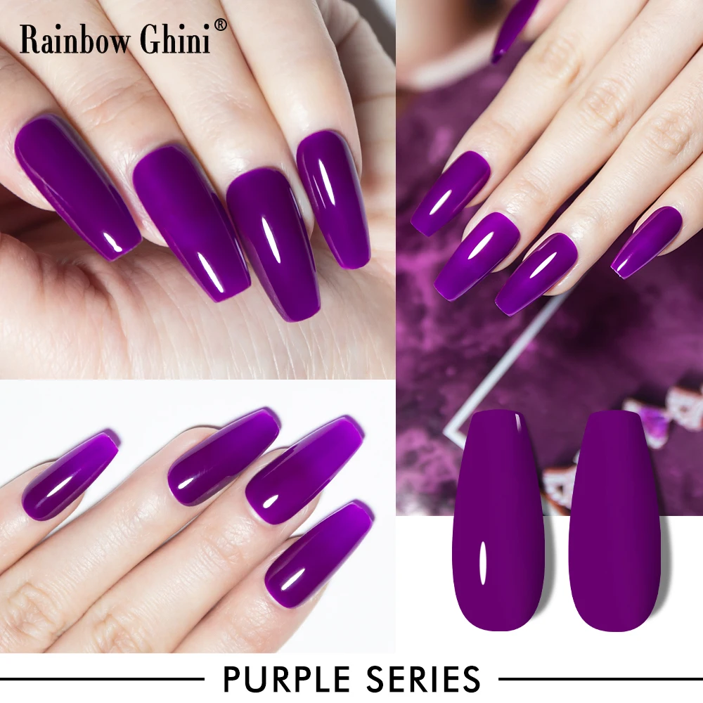 Rainbow Ghini UV LED Glitter Purple Gel Nail Polish 15ml Manicure Art Accessories Nail Glue Supplies for Professionals Varnishes 6