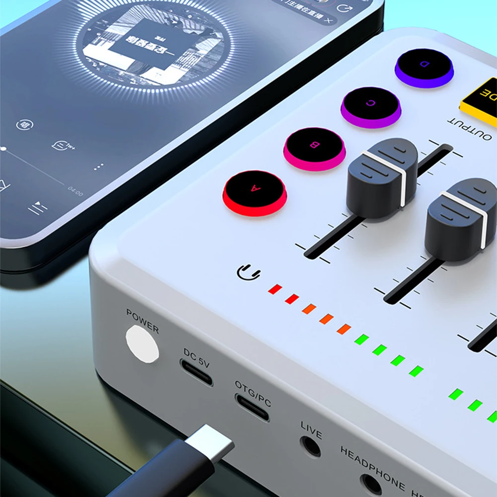Live Sound Card Gaming Audio Mixer with XLR Microphone Interface 48V Phantom Power for Streaming Recording Podcasting and Gaming