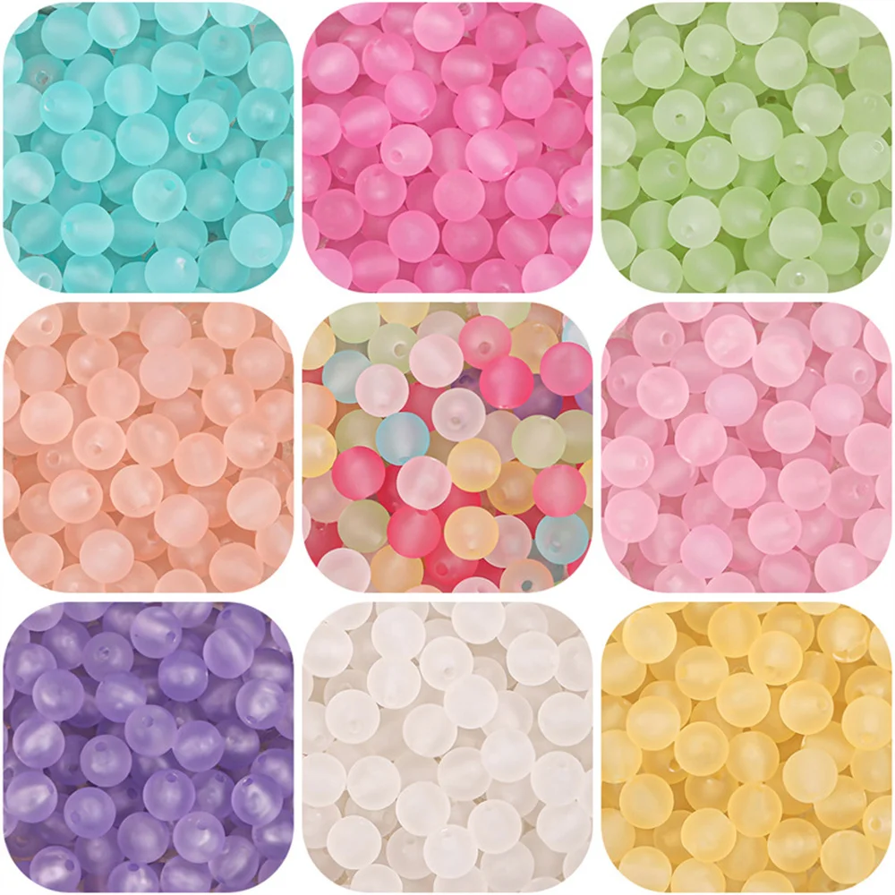 

8/10/12mm Acrylic Transparent Rubber Frosted Beads DIY Bracelet Necklace Earrings Homemade Jewelry Accessories Loose Beads